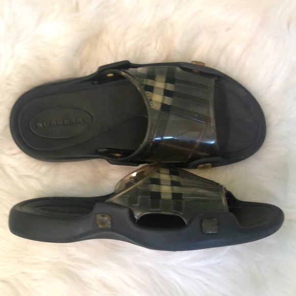 Burberry Check Print Rubber Pool Slide Sandals Mens Size 40 - Picture 1 of 9